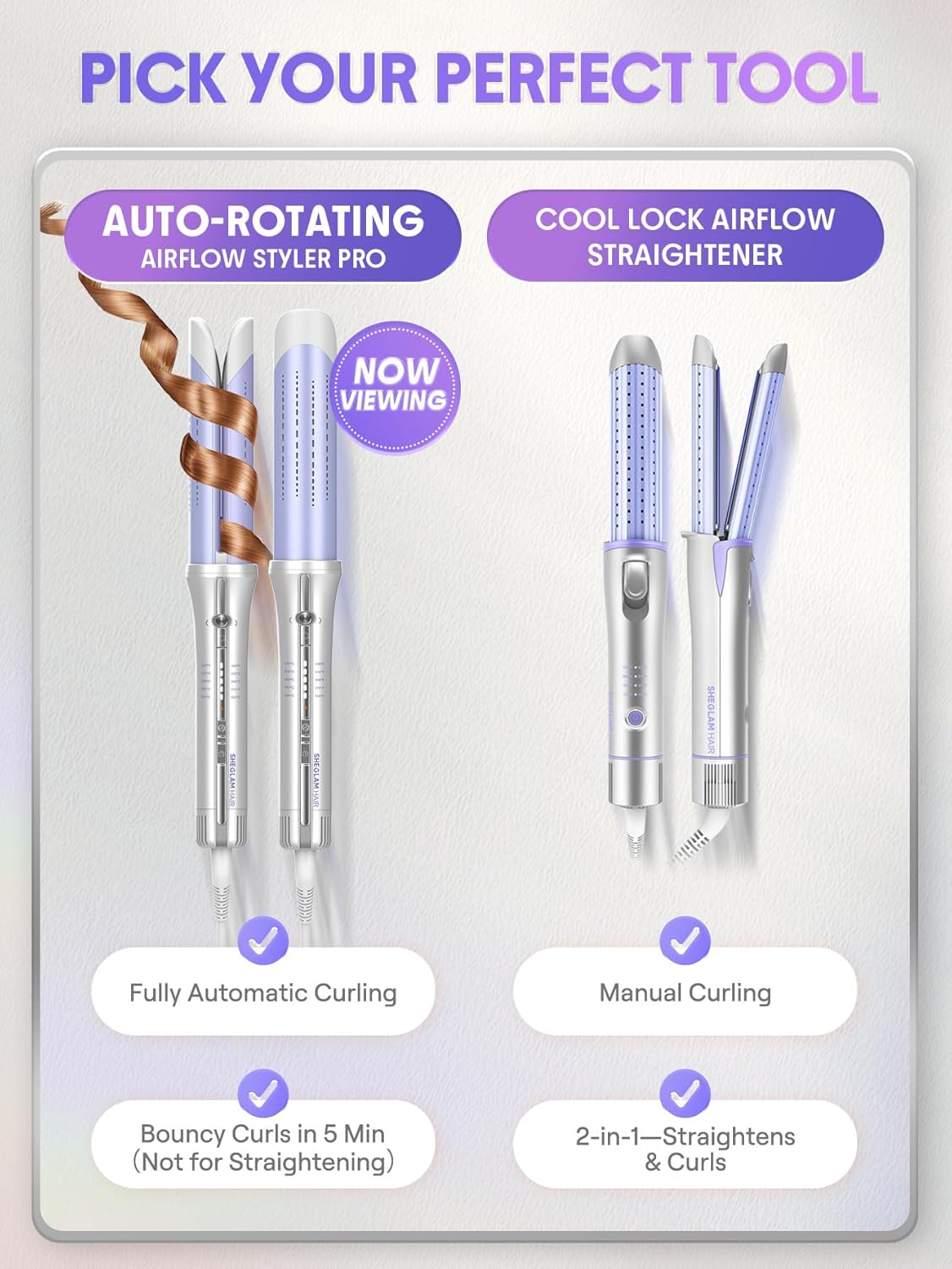 One Touch Airflow Styler Pro1.25 Inch Automatic Rotating 3.0 Cool Air Technology for No-Wait, Curling Iron, Bouncy & Long-Lasting Curls, Zero Burn Risk, 5 Temp Settings